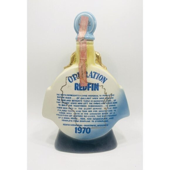 Jim Beam Decanter Whiskey Bottle Manitowoc Submarine Operation Redfin 1970 WWII - Picture 2 of 5